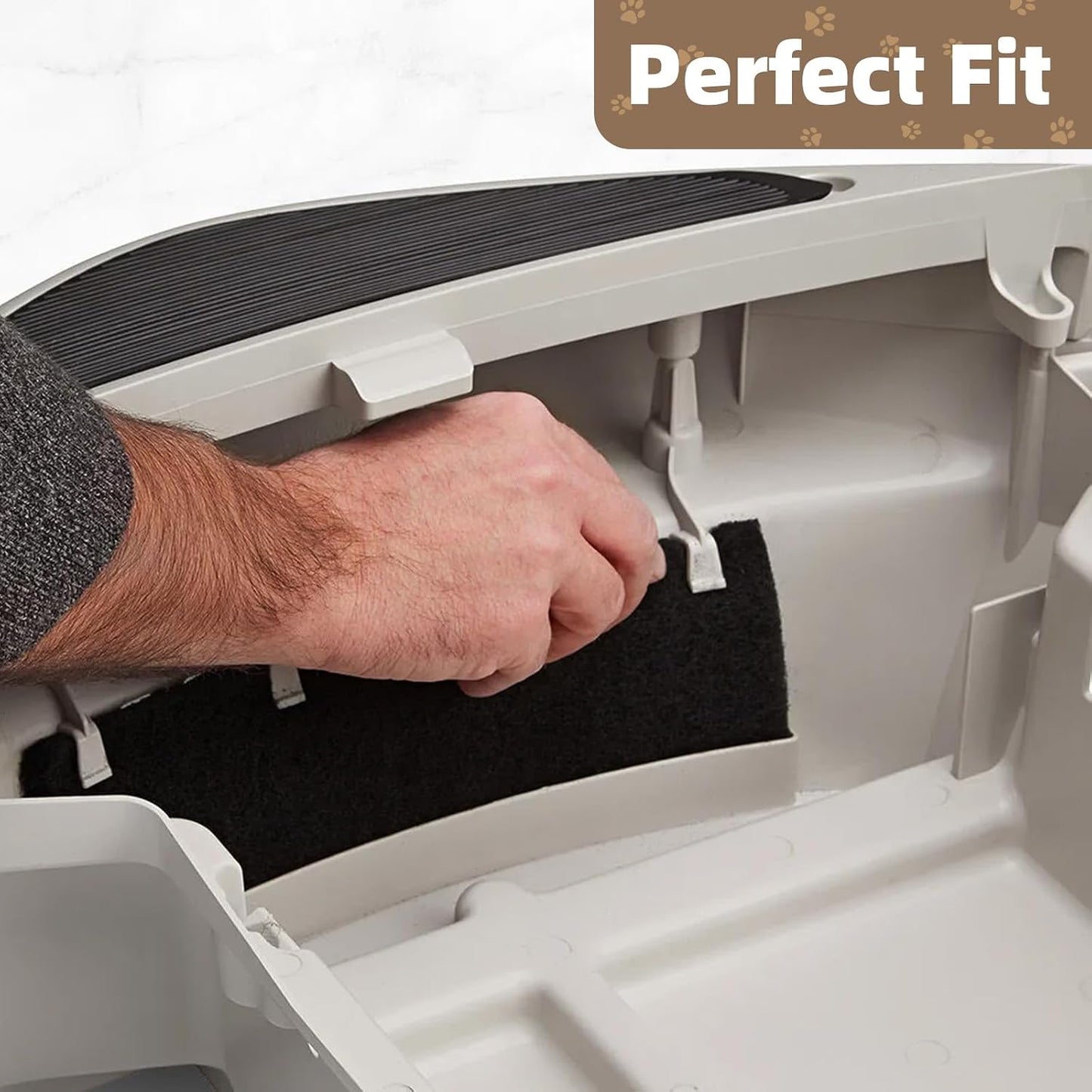 Pre cut flexible carbon replacement sheets designed for automated cat litter drawers.