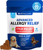 Premium imported dog scratching and hot spots relief soft treats packaging.