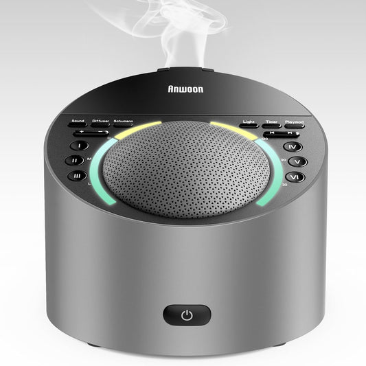 ANWOON Sound Machine and Aroma Diffuser front view premium metal shell white noise system