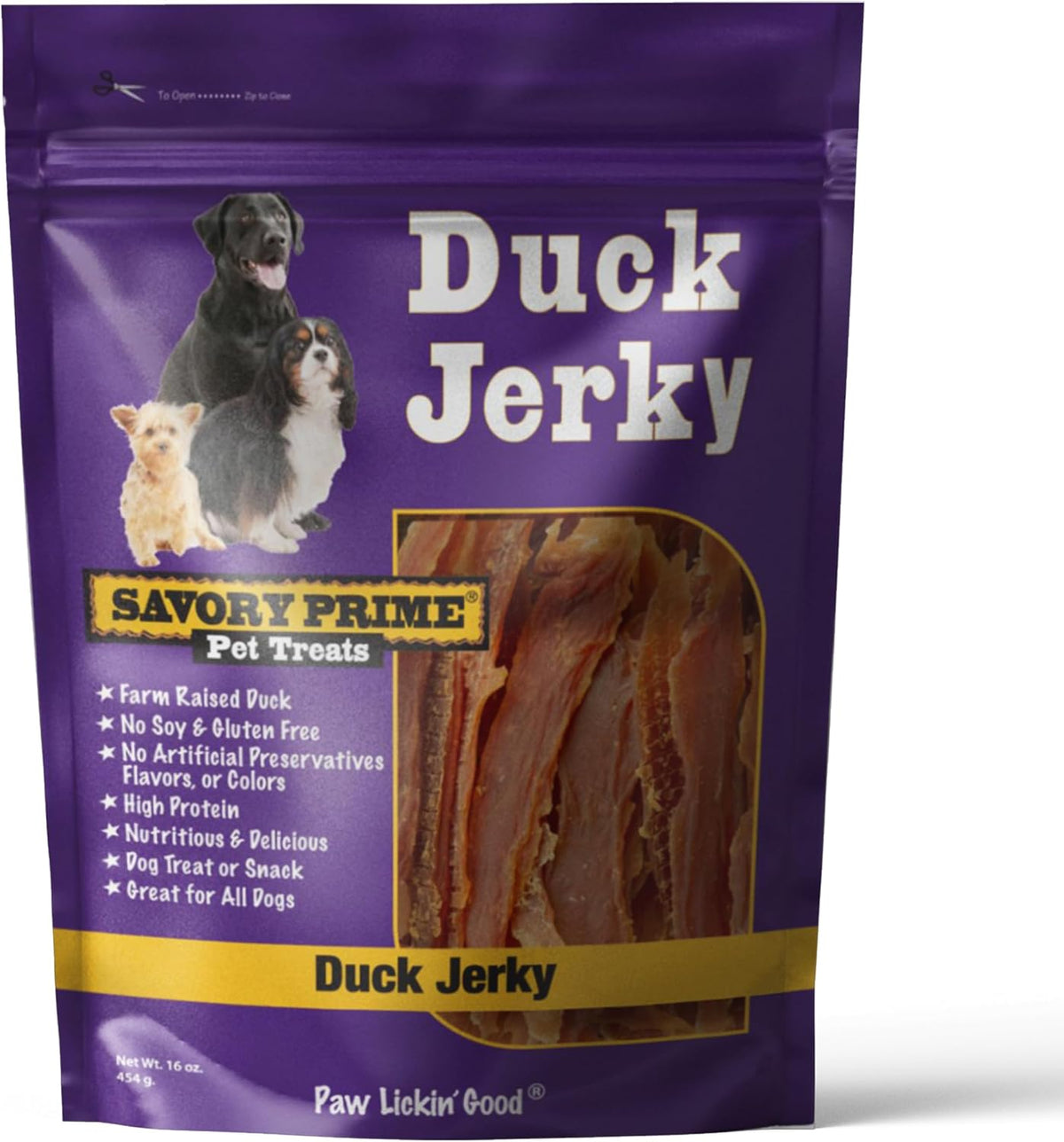 Healthy easily digestible duck jerky treats for all dog breeds