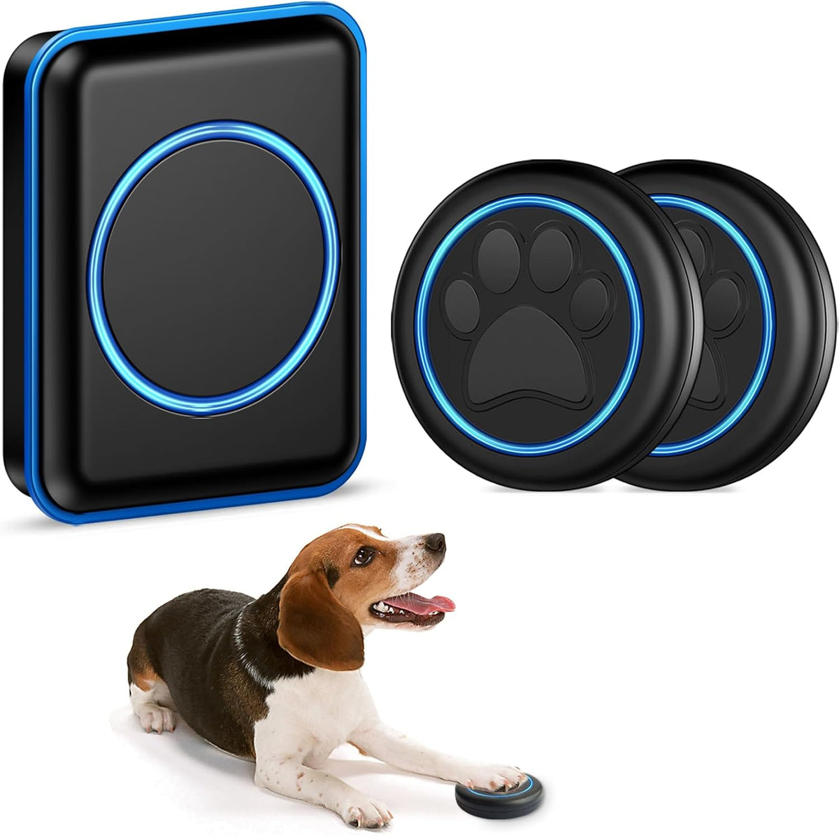 Full House Dog Doorbell for Potty Training black wireless set