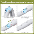 Heavy duty pet waste cleaning tool folded for compact home storage