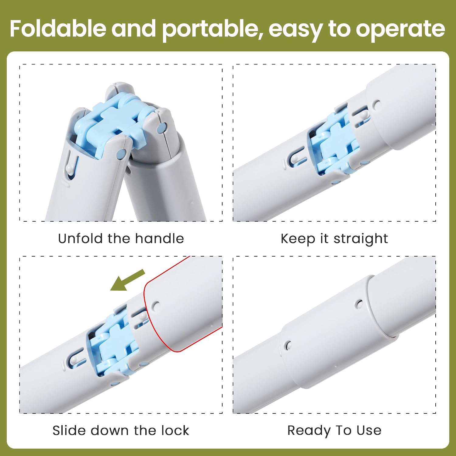 Heavy duty pet waste cleaning tool folded for compact home storage
