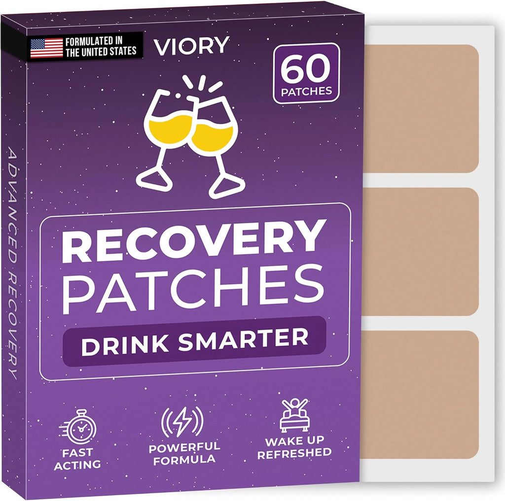 Viory Recovery Patches front view showing sixty count pack for morning energy.