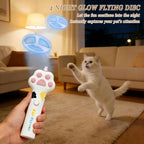 White cat fetch toy launcher package with charging cable