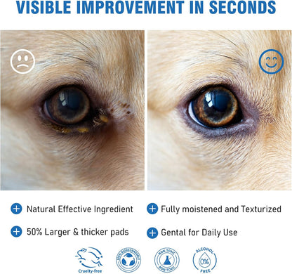 Hypoallergenic unscented pet tear stain wipes bottle detailing ingredients