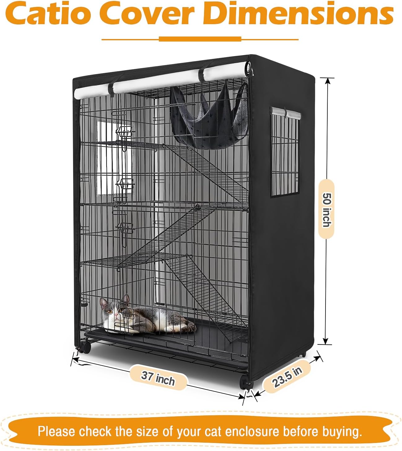 Heavy duty 420D Oxford fabric pet enclosure cover with zippered front rolled up