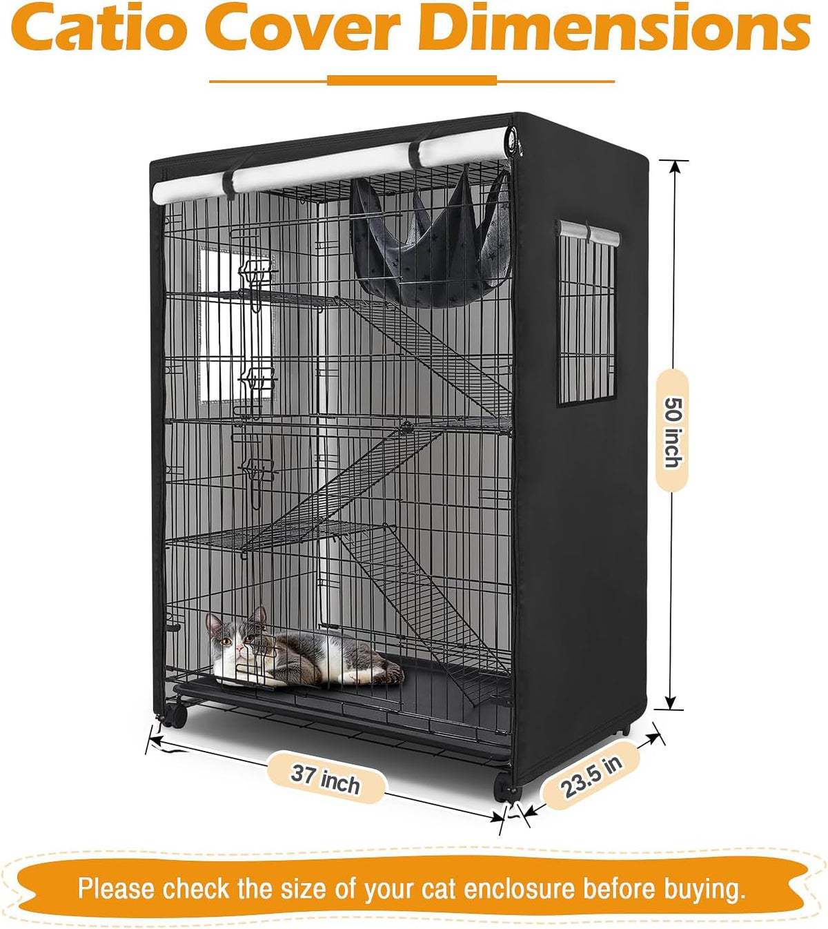 Heavy duty 420D Oxford fabric pet enclosure cover with zippered front rolled up