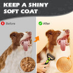 Ergonomic non-slip handles of the three-piece professional pet grooming kit.