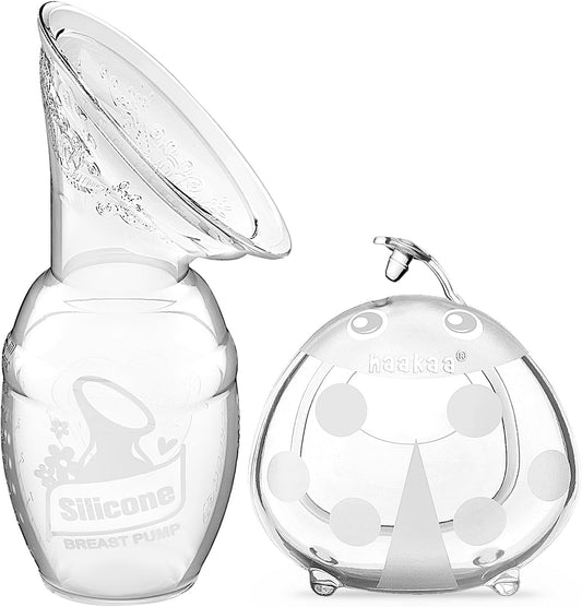 Haakaa silicone breast pump and ladybug collector combo set front view