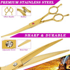 Close up of curved stainless steel blades for pet hair trimming