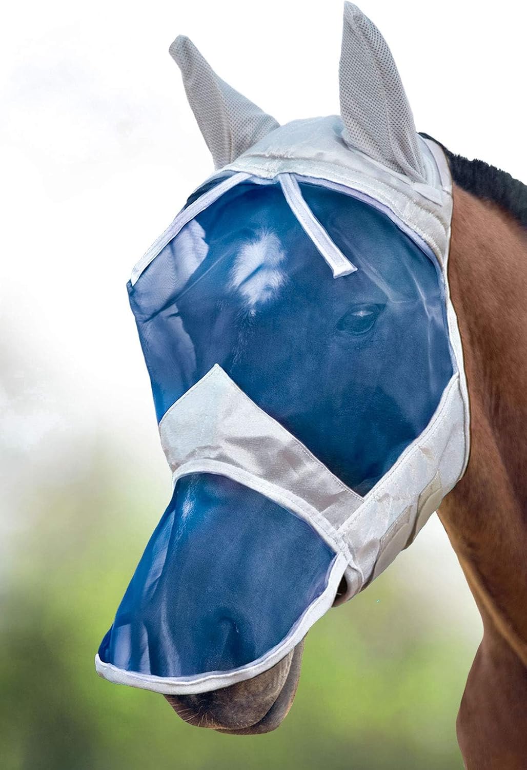 Harrison Howard CareMaster Horse Fly Mask Large Eye Space Long Nose with Ears Full Face Black Large Full Size - Image 13