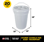 Gamma2 pet food bucket with airtight seal lid