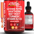Clean Nutraceuticals Vascu Glow front view bottle of cayenne pepper liquid supplement