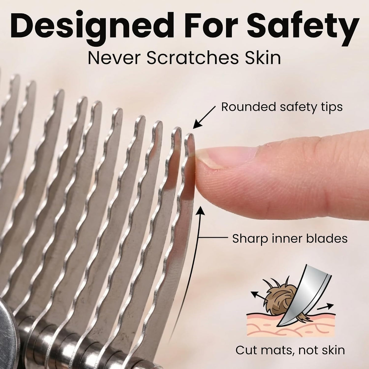 We Love Doodles Pet Dematting Comb and Pet Dematting Brush & Rake - Brown, Stainless Steel Deshedding Undercoat Rake and Detangler Brush for Dogs, Grooming Tool for Detangling, Thinning and Shedding - Image 7