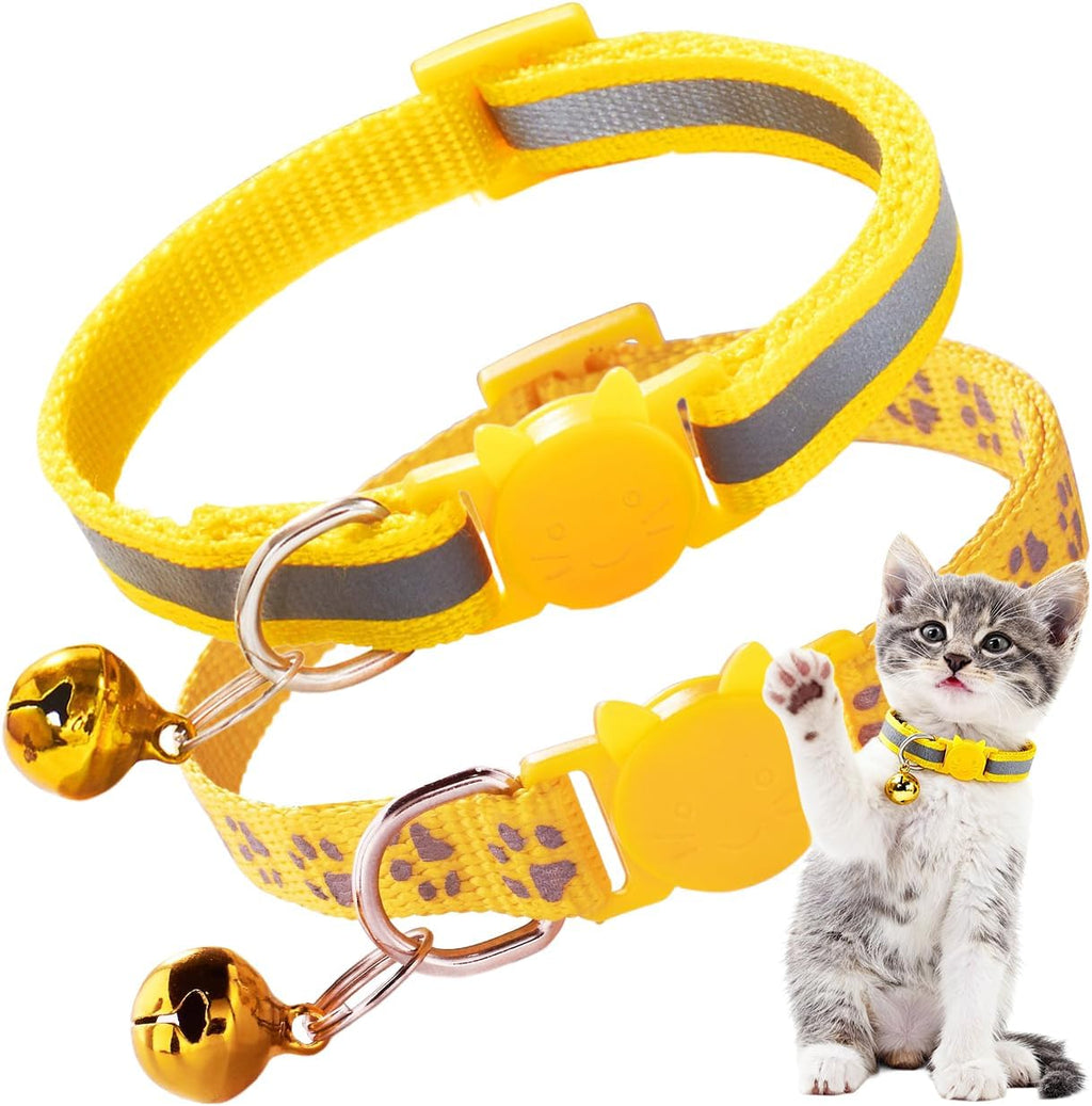 2 Pack Breakaway Cat Collar with Bells, Claw Print Reflective Kitten Collars Safety Buckle Adjustable for Girl and Boy Kitty Pets, Black - Image 10