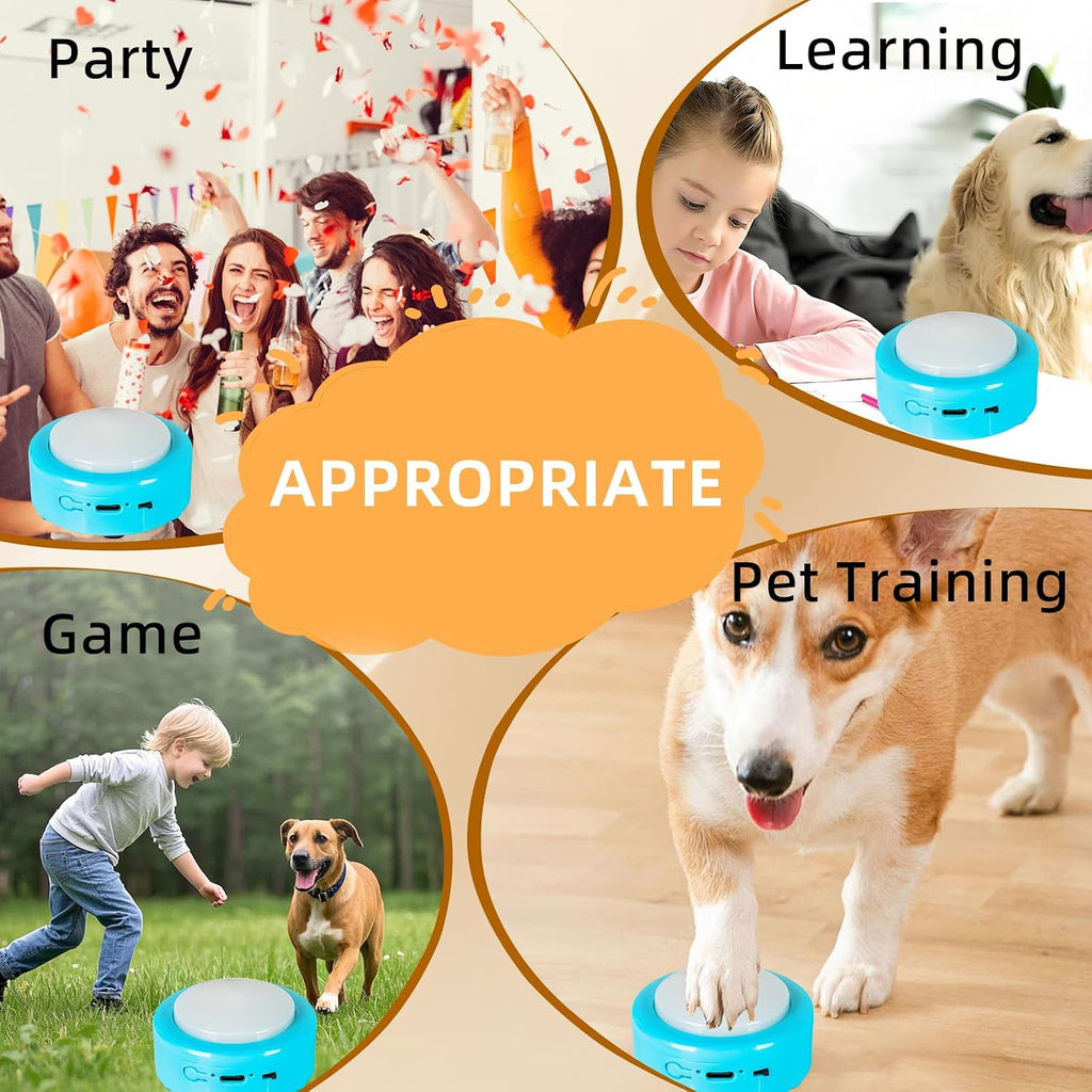 Close up view of durable BPA free plastic dog speech training tools