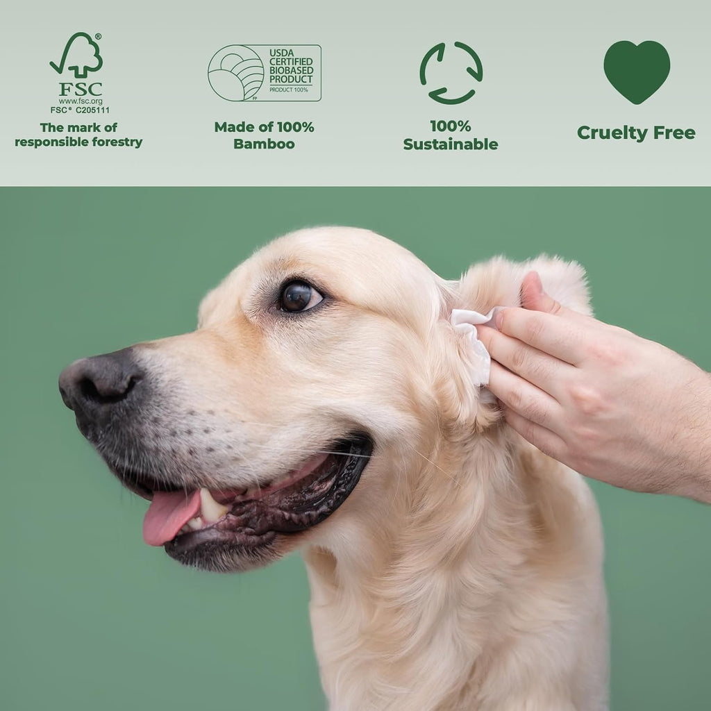 ATIFBOP coconut scented pet wipes being used to clean muddy dog paws after an outdoor walk