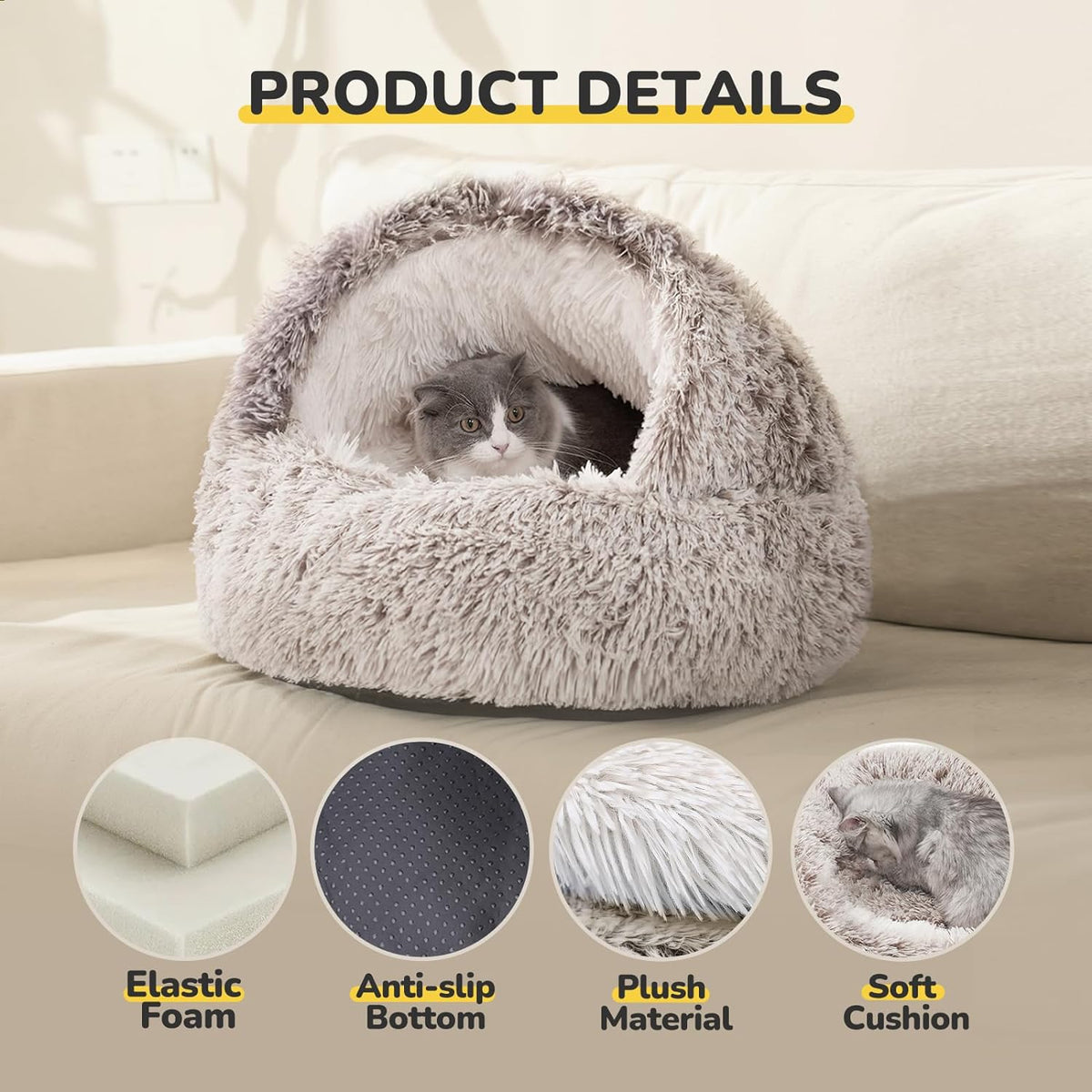 Catism cat cave bed showing plush interior texture