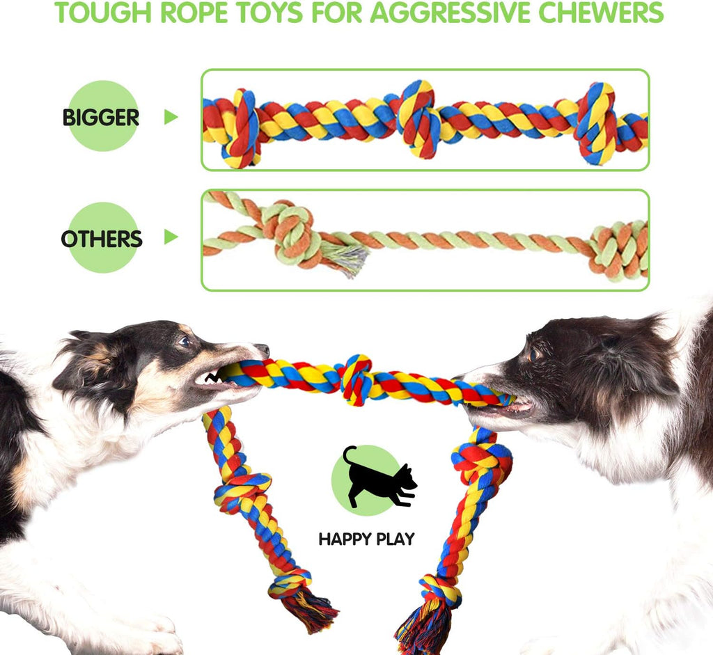 Heavy duty cotton puppy teething rope balls and tug toys from the SHARLOVY bundle set