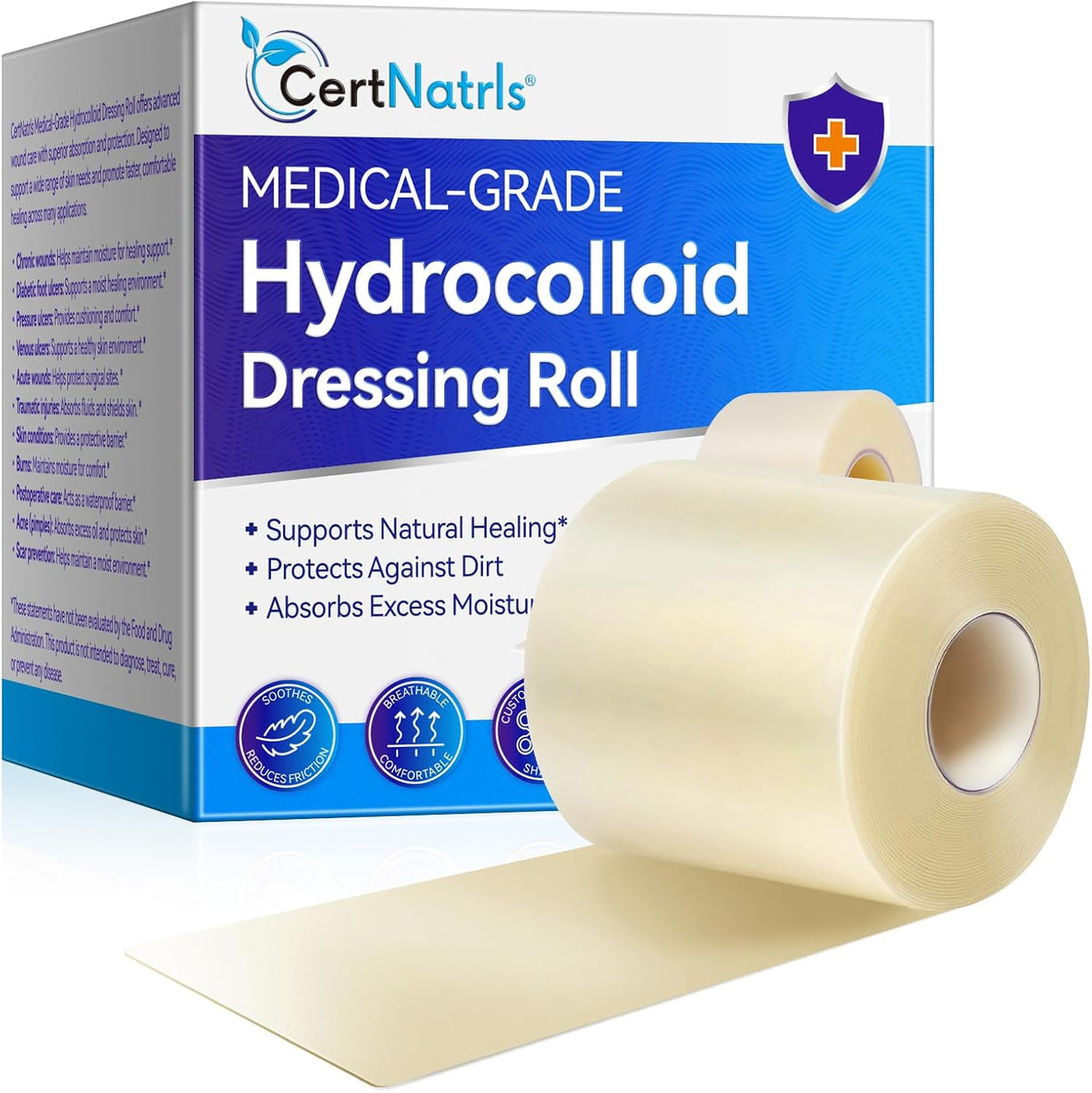 Feeliville Hydrocolloid Roll for Acne 5cm x 5m front view medical grade tape.