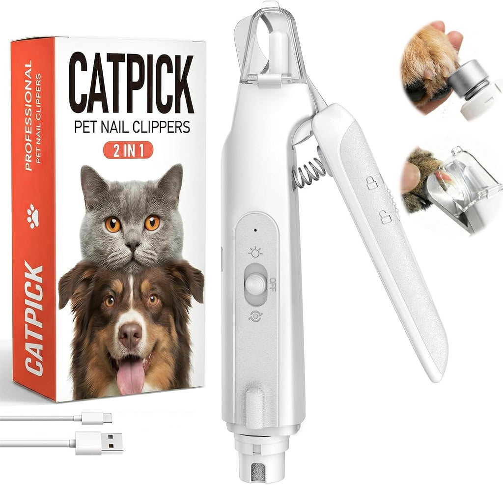 Catpick Care 2 in 1 pet nail clipper and grinder front view for safe home grooming.