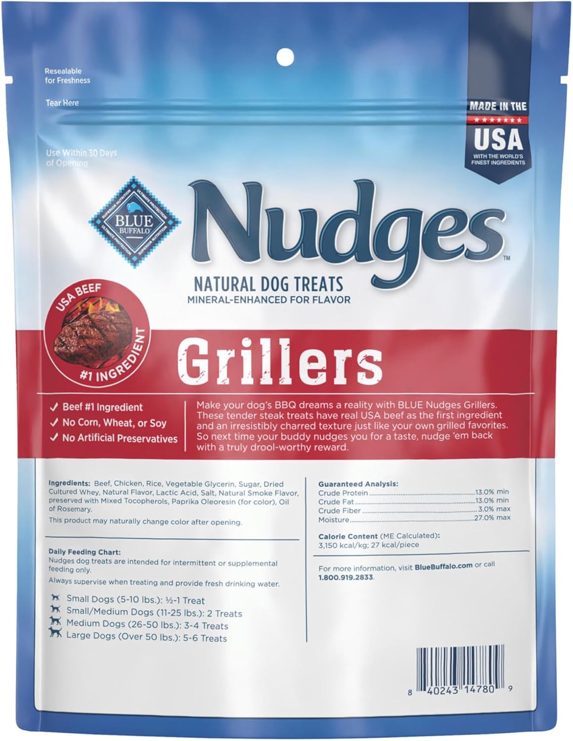 Close up view of the soft easy to tear texture of a steak flavored natural dog training treat.