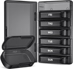 PULIV Weekly Pill Organizer front view showing black dual protection case