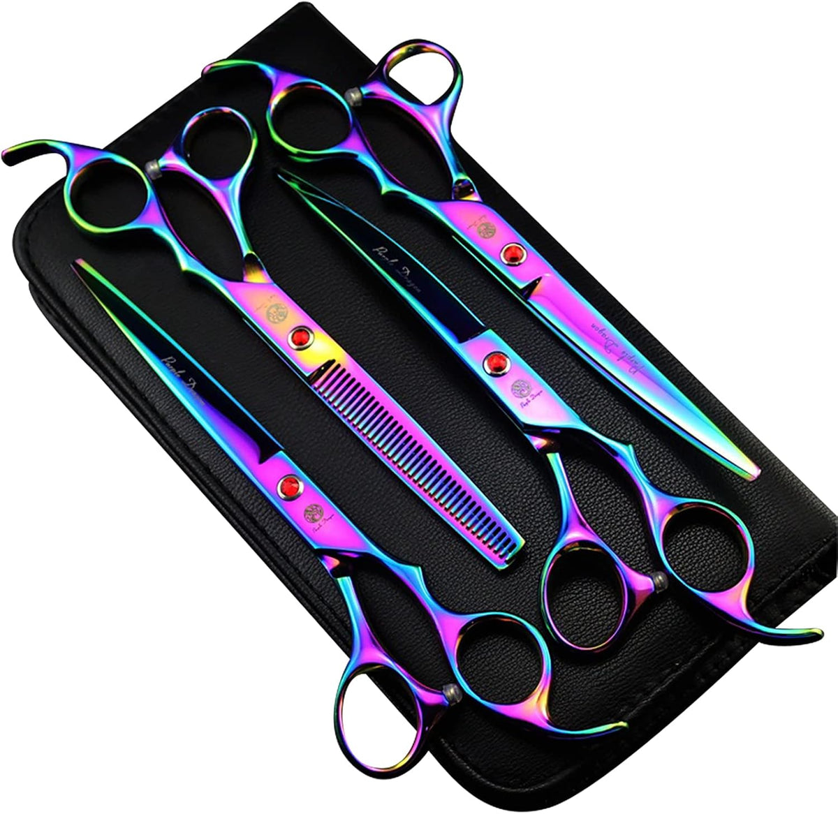 Purple Dragon Professional 7.0 inch 4PCS Pet Grooming Scissors Kit Japan Premium Steel Straight & Curved & Thinning Blade Dog Hair Cutting Shears Set with Case - Image 15