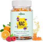 Gyumolics NAC supplement gummies front view bottle with antioxidant highlights