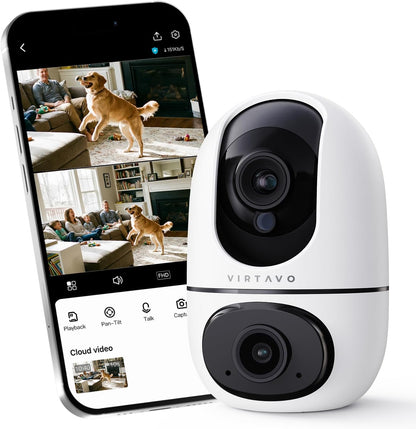 VIRTAVO XD1 Indoor Pet & Baby Camera, No Subscription Required, Dual-Lens 360 degrees PTZ, Motion Tracking, 2-Way Audio, Night Vision, Cloud/SD Storage, Phone App, WiFi, 2-Pack,Power Adapter Included - Image 11