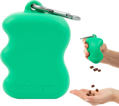 Springer Dog Treat Pouch for Effort-Free Squeeze Dispensing - Easy-Fill, Food-Grade Silicone Treat Pouches for Pet Training - Includes Carabiner-Black - Image 12