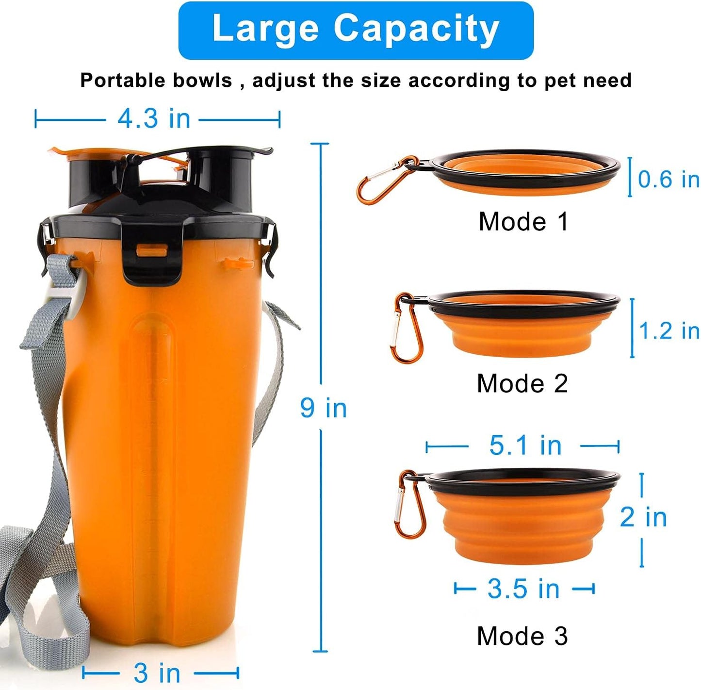 Guardians dog water bottle being poured into an orange silicone travel bowl