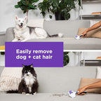 Hand using Black+Decker roller on a sofa for dog hair removal