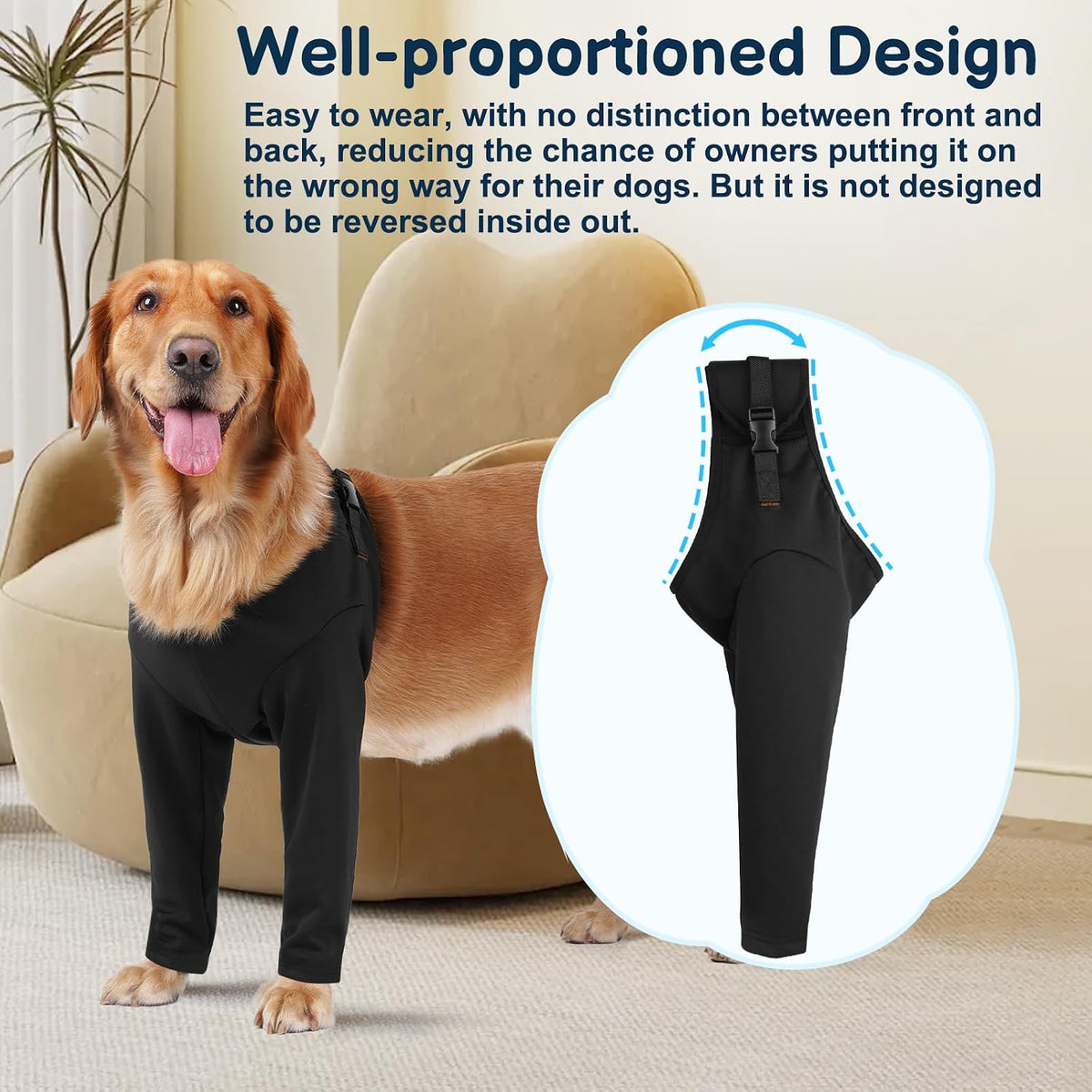 Barkless medical dog recovery suit for male and female dogs soft fabric detail.