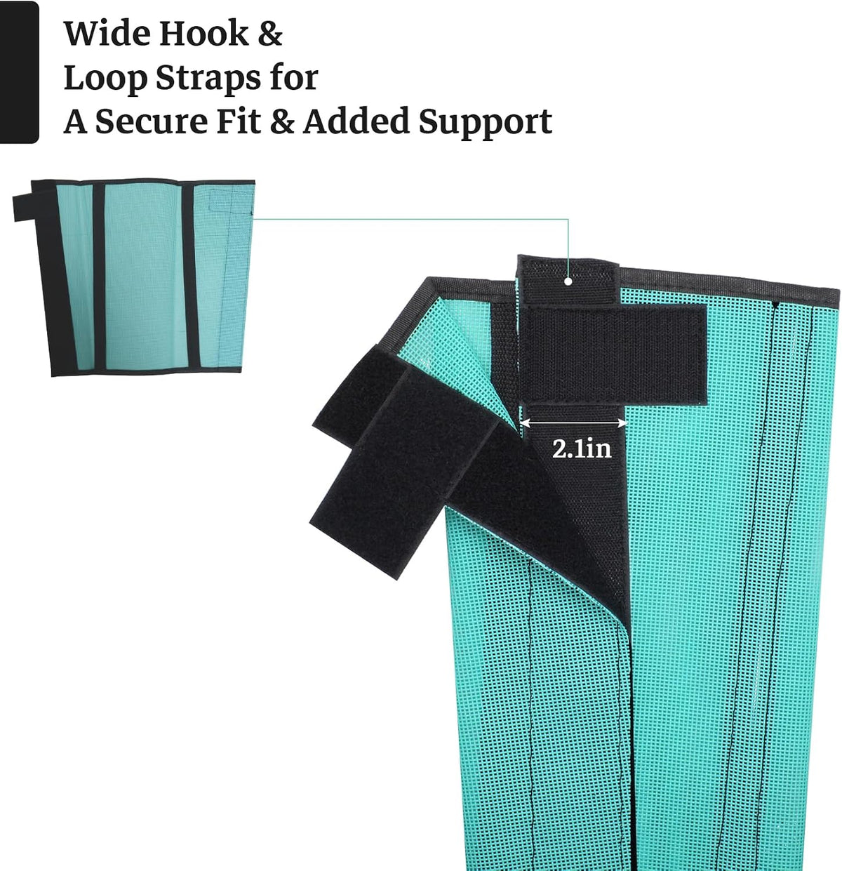 KILILIUN horse fly boots in green color laid flat showing wide Velcro straps