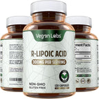 Vegan Labs Stabilized R-Alpha Lipoic Acid 300mg front view supplement bottle