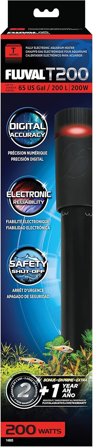 Fluval T200 Fully Electronic Aquarium Heater front view