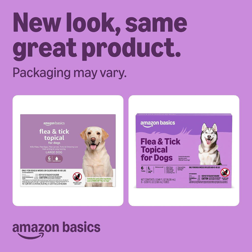 Amazon Basics monthly spot on pet pest protection six count tubes