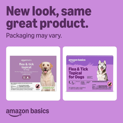 Amazon Basics monthly spot on pet pest protection six count tubes
