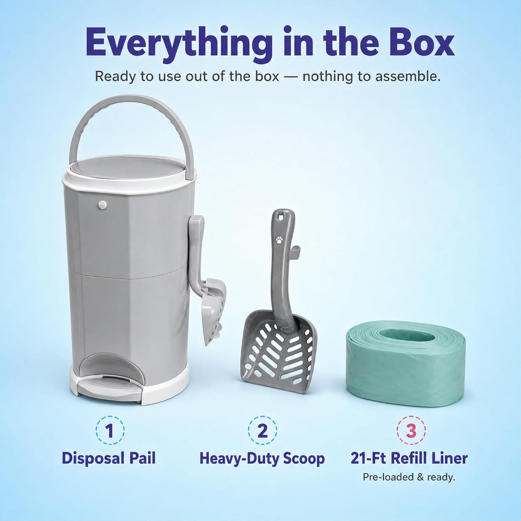 Lucky Champ pet waste disposal system packaging and accessories