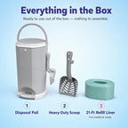 Lucky Champ pet waste disposal system packaging and accessories