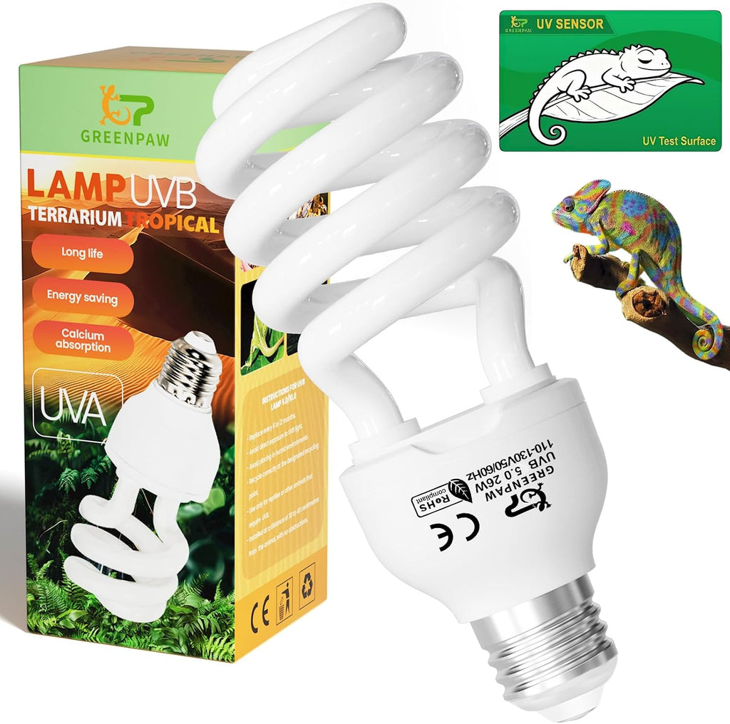 UVB Reptile Light 5.0: 15W Tropical & Subtropical UVA UVB Reptile Light Bulb, UVB Light for Reptiles Compact Fluorescent Terrarium Lamp,UVB Bulb for Chameleon Turtle Gecko Snake Include UV Sensor Card - Image 10