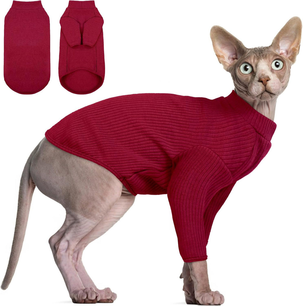 DENTRUN Sphynx Hairless Cats Shirt Pullover Kitten T-Shirts, Breathable Cat Wear Turtleneck Sweater Adorable Cat's Clothes Vest Pajamas Jumpsuit - Image 15