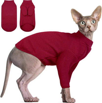 DENTRUN Sphynx Hairless Cats Shirt Pullover Kitten T-Shirts, Breathable Cat Wear Turtleneck Sweater Adorable Cat's Clothes Vest Pajamas Jumpsuit - Image 15