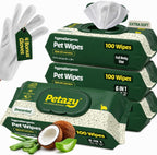 Petazy Pet Wipes for Dogs and Cats - 400 Count (8x8in) Hypoallergenic, Deodorizing Dog Wipes for Paws, Ears and Butt | XL with Aloe & Coconut Oil, Lavender Scented | Includes 4 Grooming Glove Wipes - Image 11
