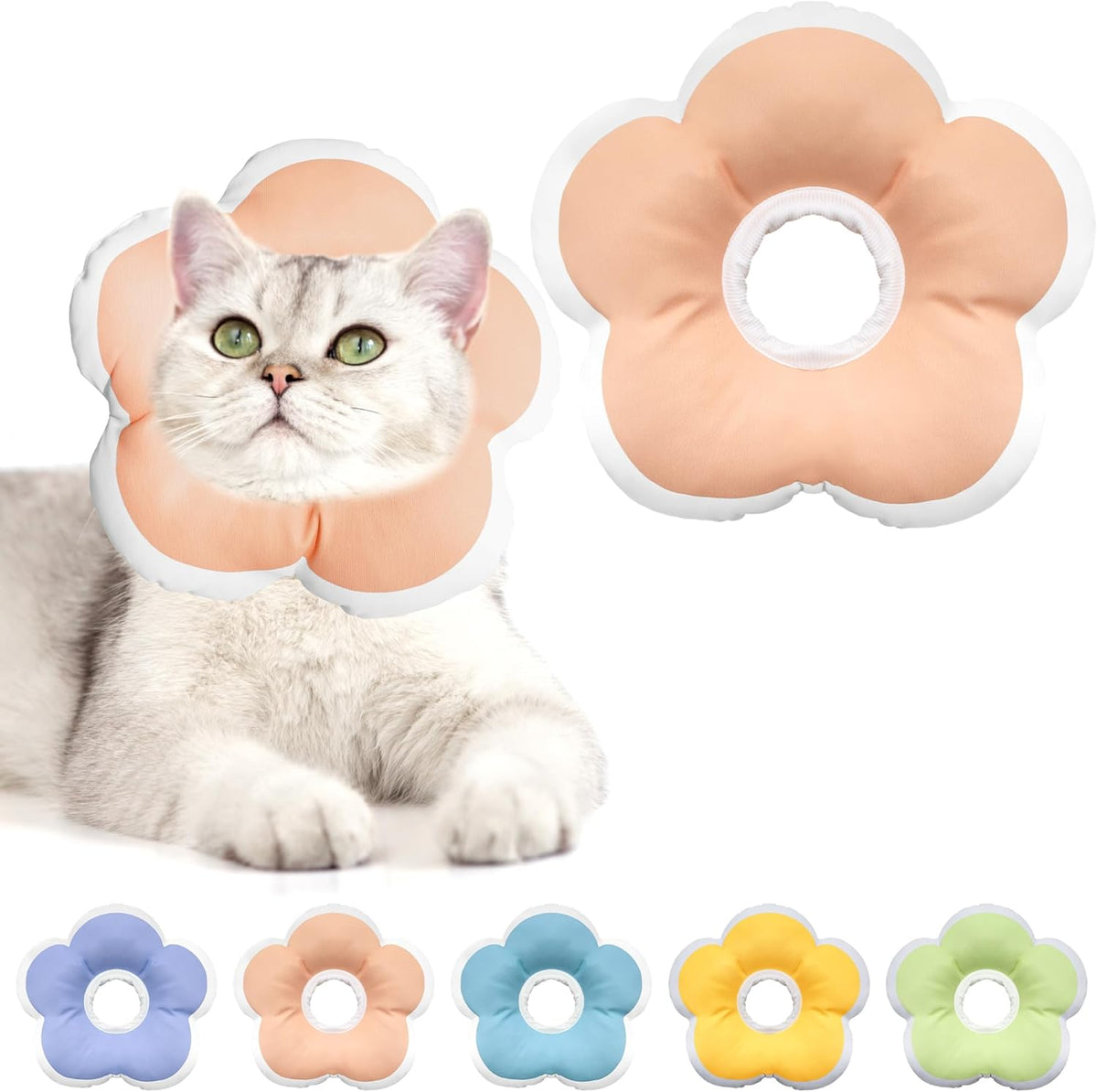 Cat Cone Collar Soft, Waterproof Cats Cones to Stop Licking After Surgery, Adjustable Soft Elizabeth Cats Collars for Wound Healing, Flower Shape Cat Recovery Collar (Pastel Orange, X-Small) - Image 14