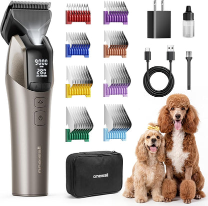 oneisall Dog Clippers for Grooming Thick Hair, Professional 9000RPM 5 Speed with 5 in 1 DLC Blade, 280min Cordless, Low Noise Dog Grooming Kit with 8 Metal Combs Carring Case for Dogs Cats Homepro A1 - Image 10