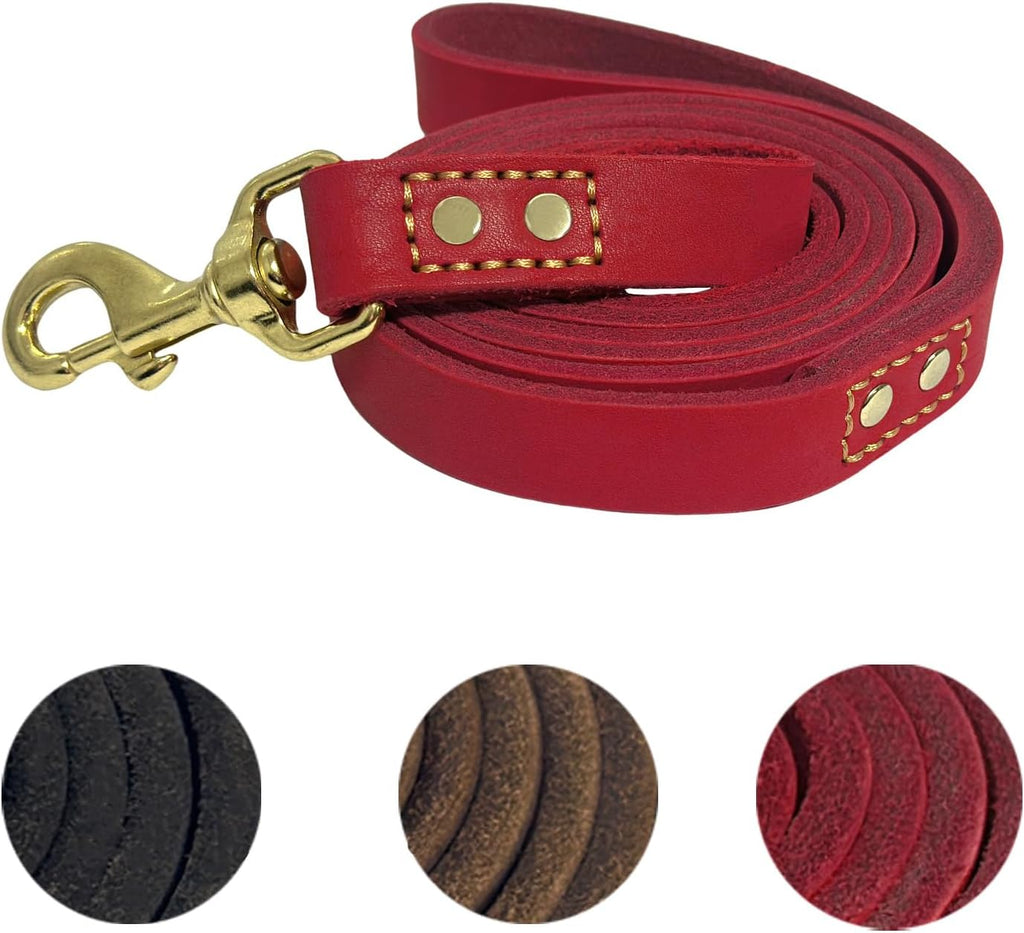 Leather Dog Leash 6 ft x 1/2 inch Heavy Duty Genuine Leather Dog Training Leash Soft and Strong Leather Leash for Small and Medium Dogs Brown - Image 14