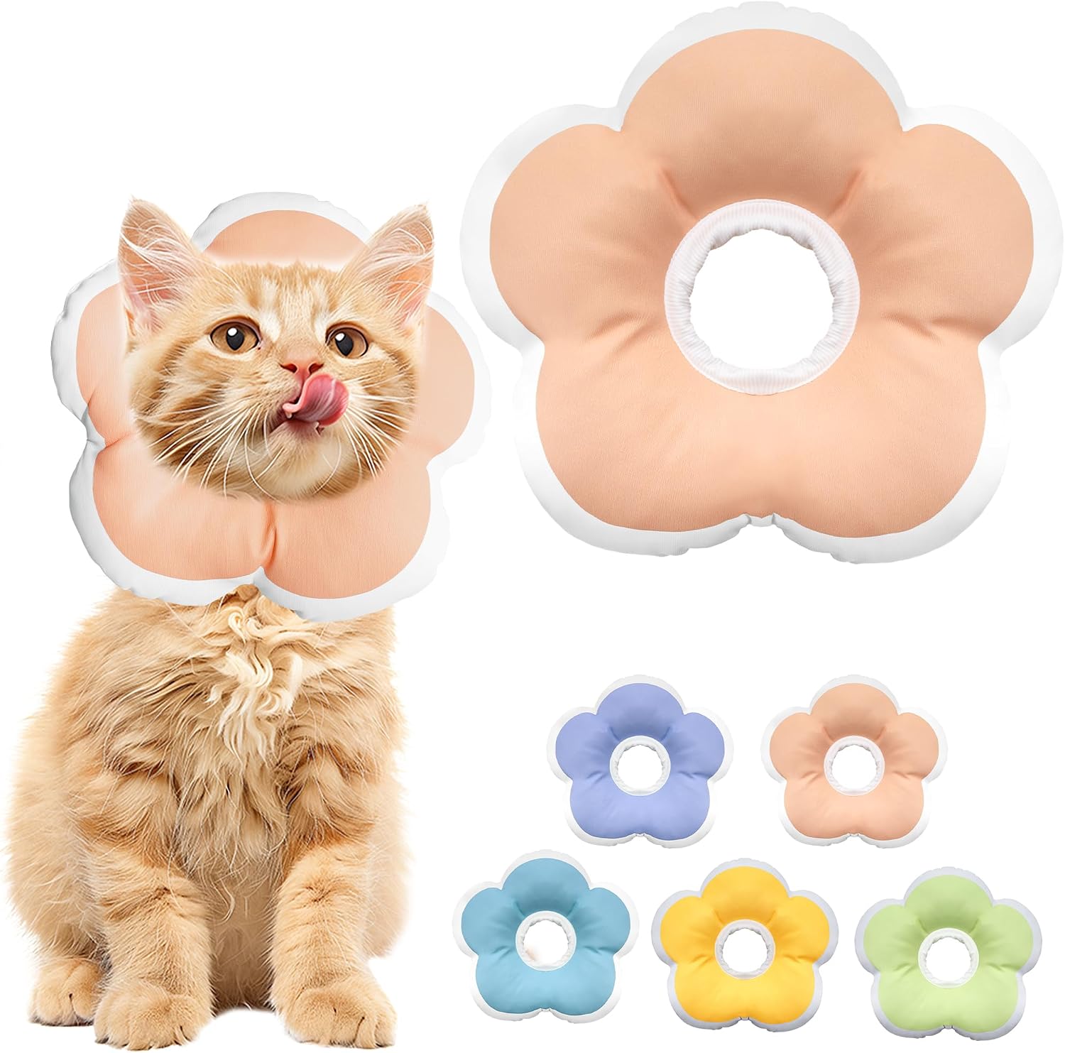 Maalgic Soft Cat Cone Collar front view in pastel orange on a kitten.